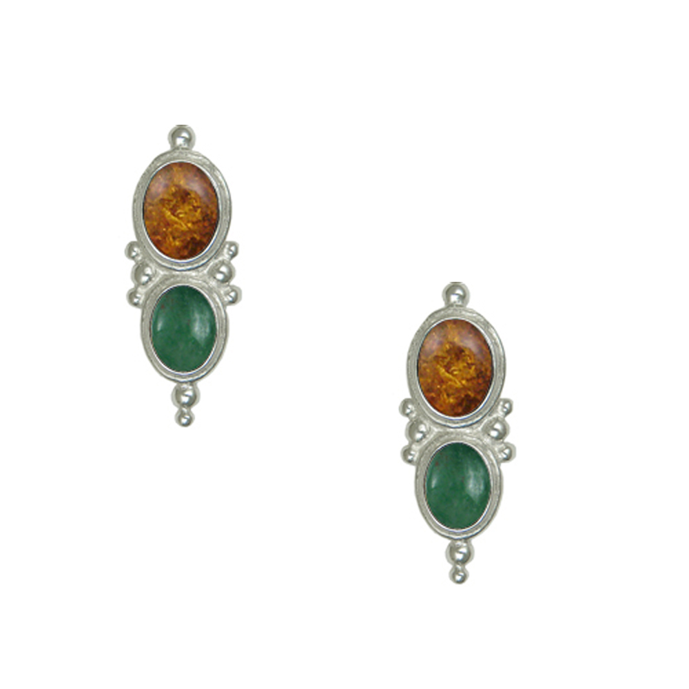 Sterling Silver Drop Dangle Earrings With Amber